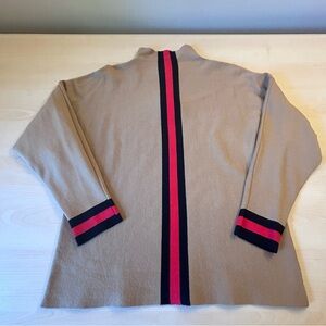 NWT Tan Turtleneck Sweater with Red and Black Accents